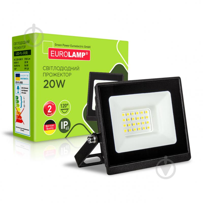 Прожектор світлодіодний Eurolamp 20 Вт IP65 чорний LED-FL-20(B) - фото 1