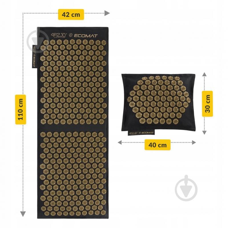 Коврик акупунктурный 4fizjo с подушкой Eco Mat XL Аппликатор Кузнецова 4FJ0291 Black/Gold - фото 5