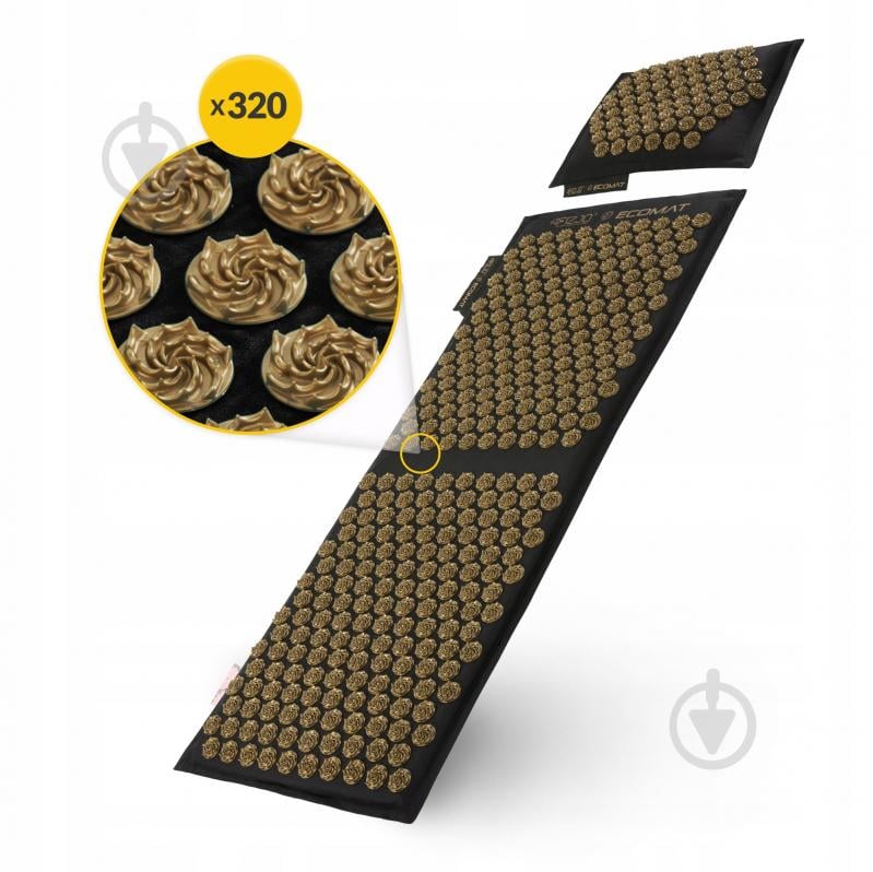 Коврик акупунктурный 4fizjo с подушкой Eco Mat XL Аппликатор Кузнецова 4FJ0291 Black/Gold - фото 9