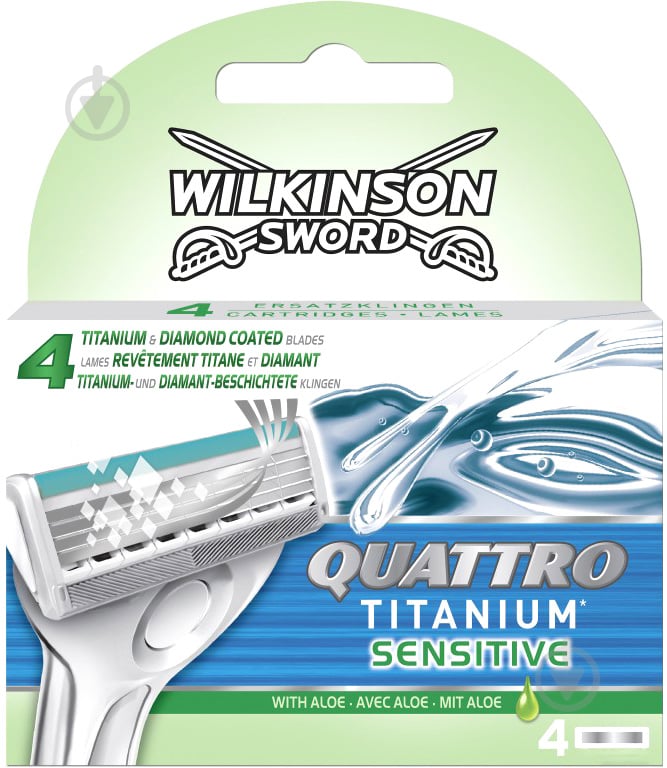 Лезвия сменные WILKINSON SWORD Quattro Titanium Sensitive 4 шт. - фото 1