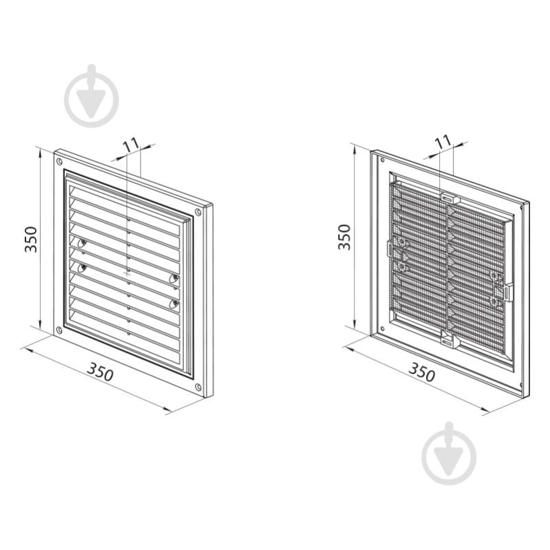 Решетка для вентиляции Домовент ДВ 350x350с пластик белый - фото 2