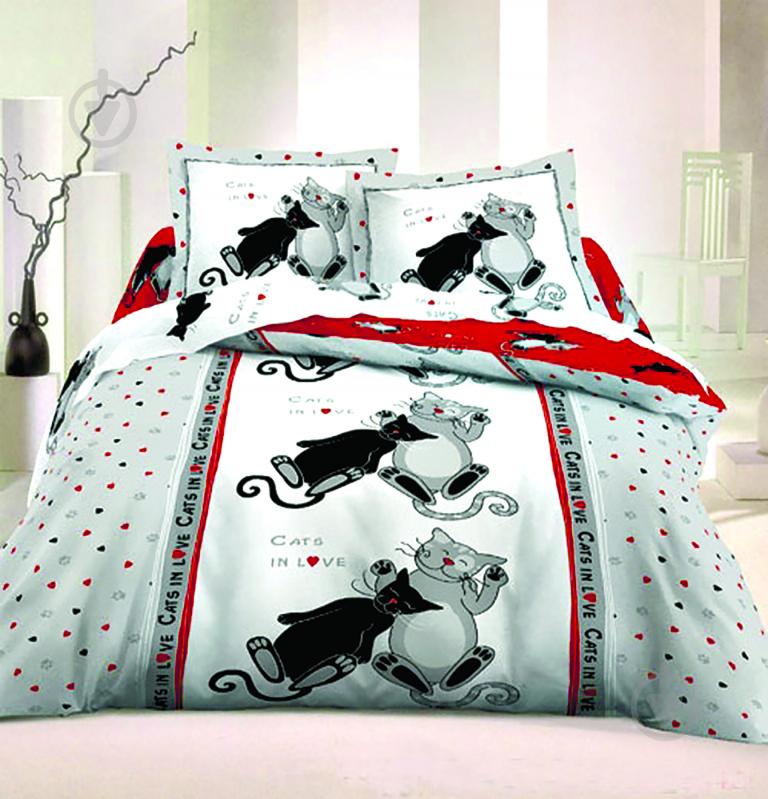 Комплект постельного белья Коты семейный с рисунком ТЕП - фото 1