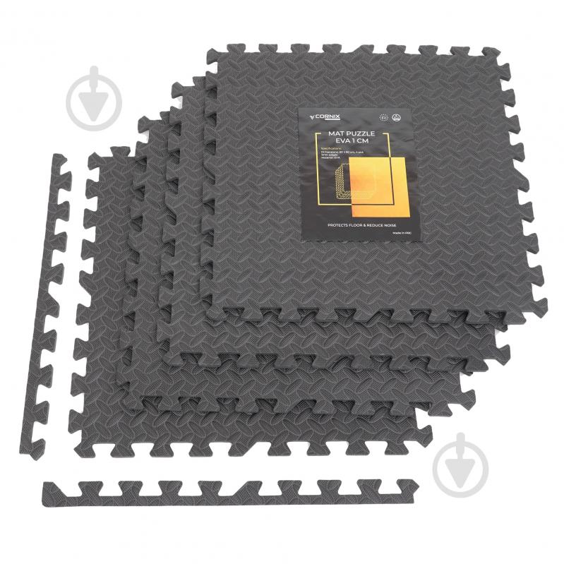 Коврик Cornix 120x120x1 cм Mat Puzzle EVA XR-0072 Black черный - фото 1