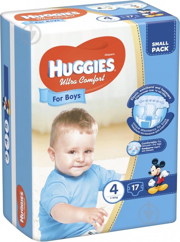 ᐉ Підгузки Huggies Ultra Comfort 4 7-16 кг 17шт. для хлопчиків • Краща ...