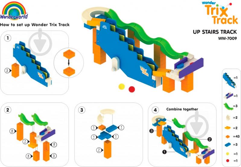 Конструктор деревянный Wonderworld TRIX TRACK Лестницы WW-7009 - фото 2