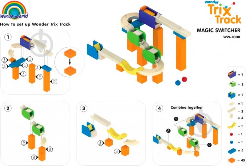 Конструктор деревянный Wonderworld TRIX TRACK Магический переключатель WW-7008 - фото 3