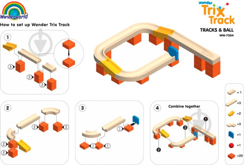 Конструктор деревянный Wonderworld TRIX TRACK Поворот WW-7004 - фото 4