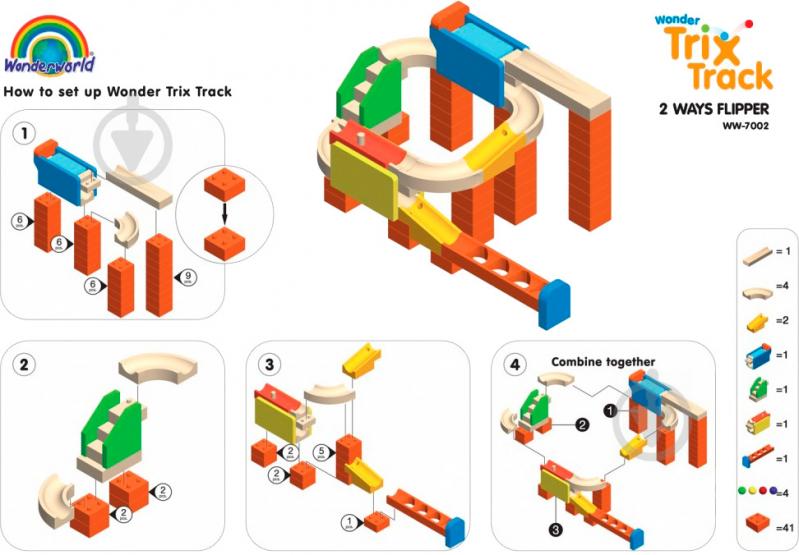 Конструктор деревянный Wonderworld TRIX TRACK Флиппер WW-7002 - фото 2
