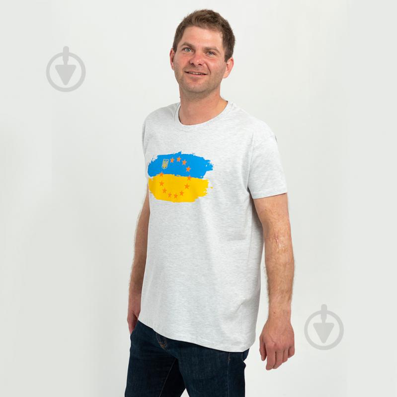 Футболка мужская Sol's Imperial 190 Ukraine-EU Flag 11500300/128XL р.XL светло-серый меланж - фото 2