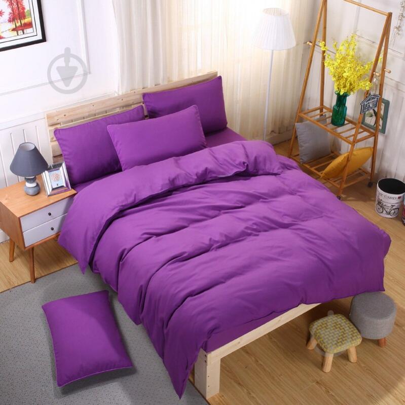 Комплект постільної білизни №19-3424 Sunset Purple Mikrosatin Premium 143х210 см фіолетовий MirSon - фото 1