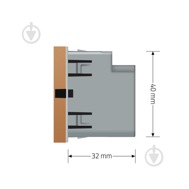 Механізм розетки USB без заземлення Livolo C7 IP20 золотистий VL-FCUA18W.UC18W-2AP - фото 6