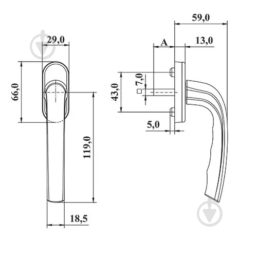 Ручка оконная WH 005/37 (33) Серебро (F1) ASTEX - фото 4