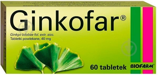 Гінкофар в/о по 40 мг №60 (10х6) таблетки - фото 1 Гінкофар в/о по 40 мг №60 (10х6) таблетки - фото 1