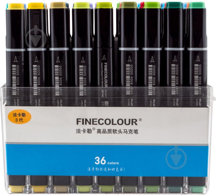 Набір двосторонніх маркерів FINECOLOUR Brush 36 кольорів EF102-TB36 різнокольоровий - фото 1