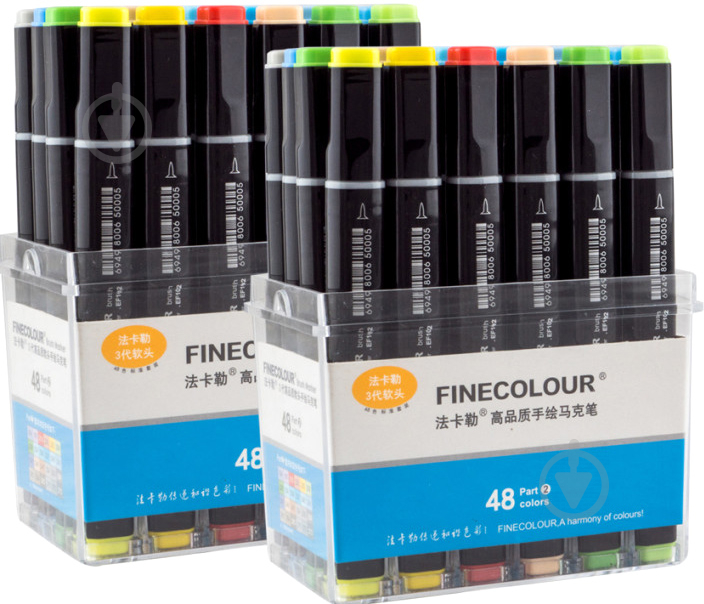 Набір двосторонніх маркерів FINECOLOUR Brush 48 кольорів EF102-TB48 різнокольоровий - фото 4