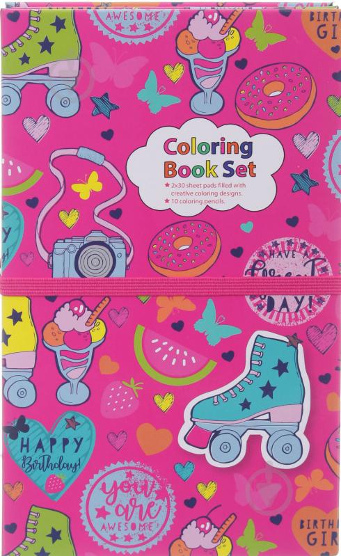 Набор раскраска Birthday girl и карандаши цветные 10 шт. - фото 1