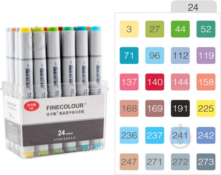 Набір двосторонніх маркерів FINECOLOUR Sketchmarker 24 кольори EF100-TB24 різнокольоровий - фото 3