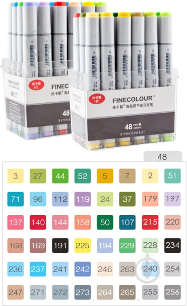 Набір двосторонніх маркерів FINECOLOUR Sketchmarker 48 кольорів EF100-TB48 різнокольоровий - фото 3