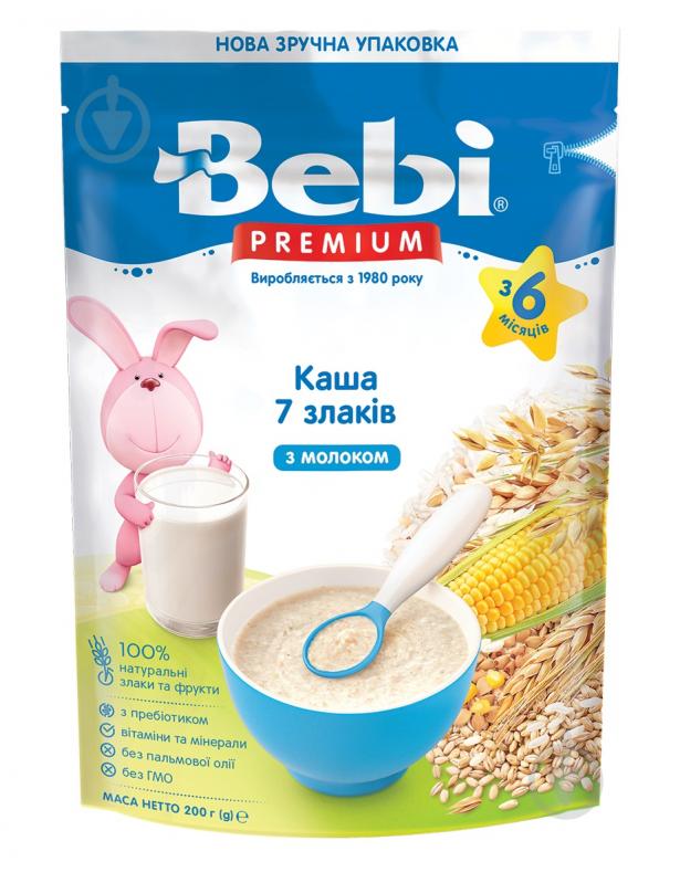 Каша молочна Bebi від 6 місяців Premium 7 злаків 200 г - фото 1