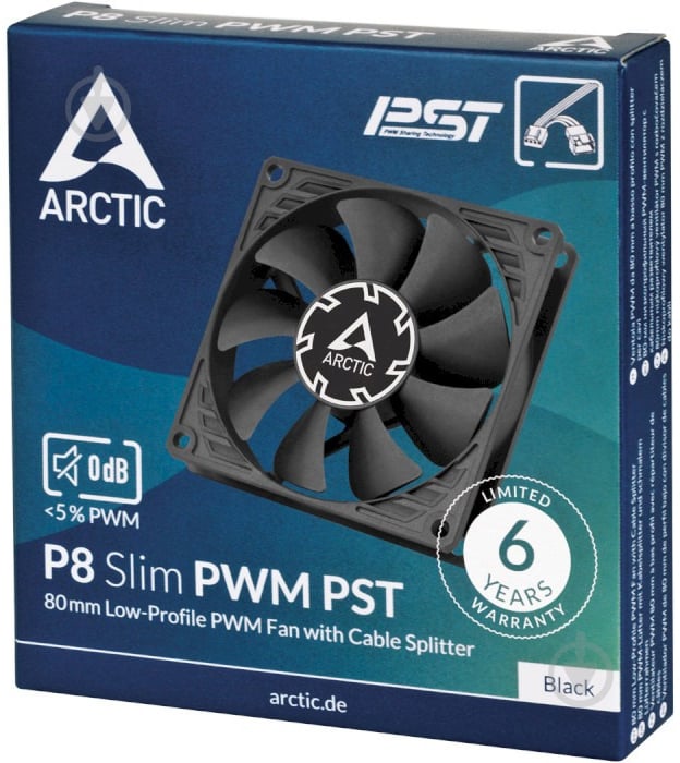 Вентилятор Arctic P8 Slim PWM PST Black (ACFAN00295A) - фото 6
