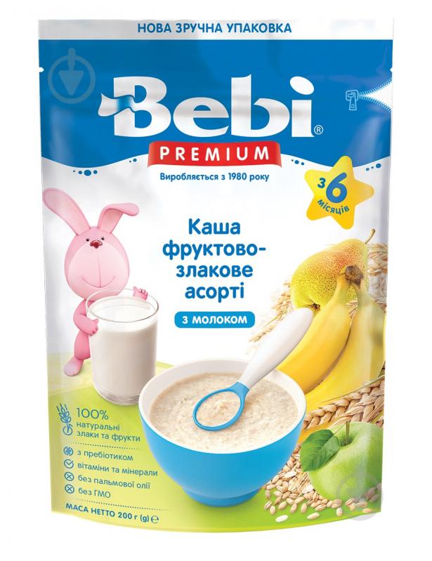 Каша молочна Bebi від 6 місяців Premium Фруктово-злакове асорті 200 г - фото 1
