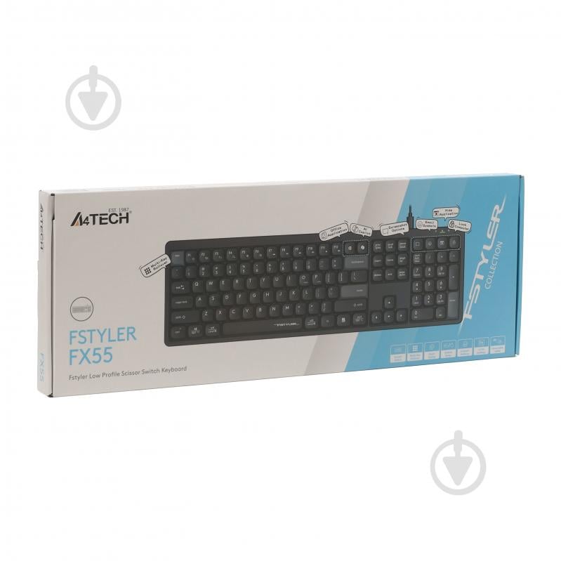 Клавіатура A4Tech (FX55 (Black)) з ножичним перемикачем black - фото 7 Клавіатура A4Tech (FX55 (Black)) з ножичним перемикачем black - фото 7