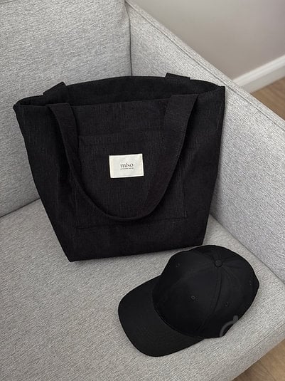 Сумка-шоппер MISO accessory вельвет з карманом черный - фото 2