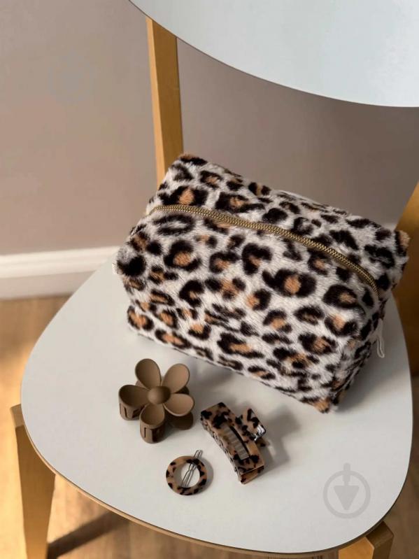 Косметичка MISO accessory мех Светлый Лео - фото 1