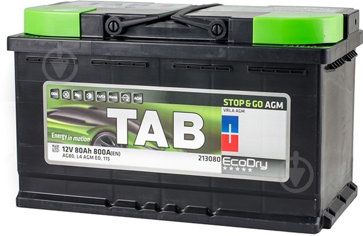 ᐉ Аккумулятор автомобильный TAB AGM 80Ah 800A 12V «+» справа (213 080 ...