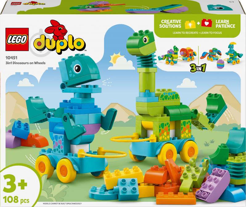 Конструктор LEGO DUPLO Динозаври на колесах 3в1 10451 - фото 1 Конструктор LEGO DUPLO Динозаври на колесах 3в1 10451 - фото 1