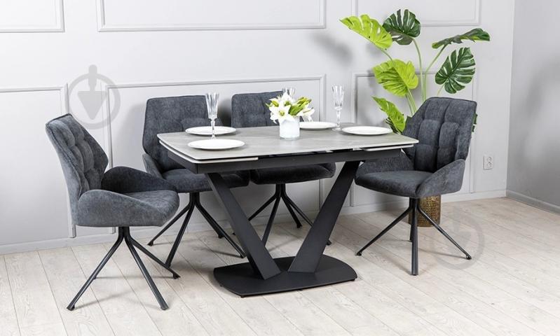 Стол обеденный Prestol Саймон 1200(1800)x800x750мм серый/черный - фото 4