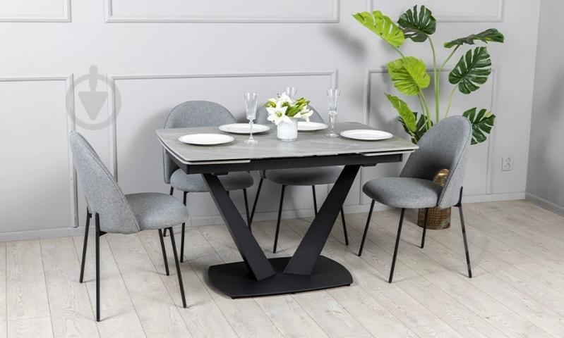 Стол обеденный Prestol Саймон 1200(1800)x800x750мм серый/черный - фото 5