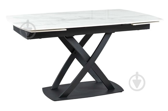 Стол обеденный Prestol Пиано 1400(2000)x900x750мм белый/черный - фото 1