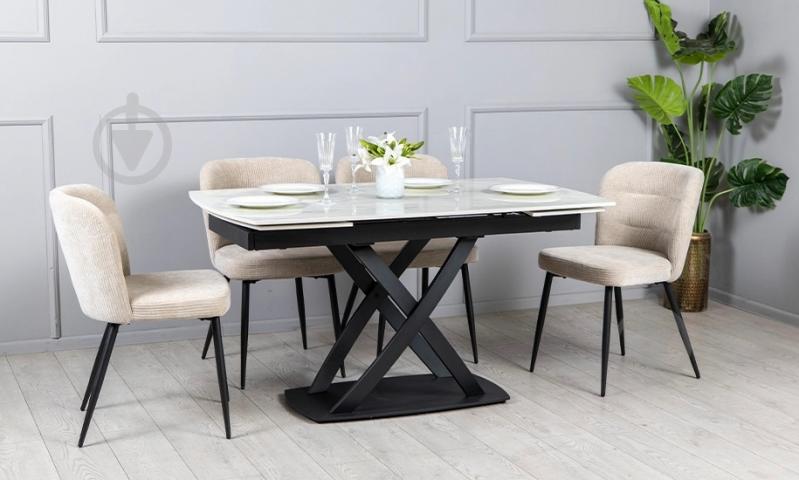 Стол обеденный Prestol Пиано 1400(2000)x900x750мм белый/черный - фото 7