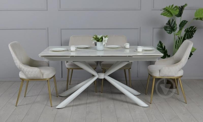 Стол обеденный Prestol Рим 1600(2400)x900x750мм белый/белый - фото 6