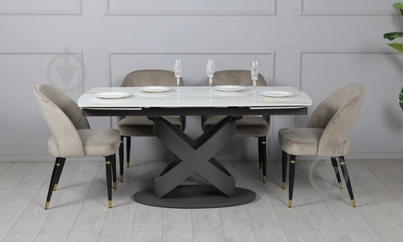 Стол обеденный Prestol Ричмонд 1600(2400)x900x750мм молочный/графит - фото 7