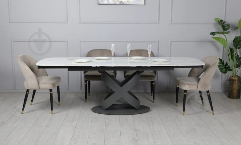 Стол обеденный Prestol Ричмонд 1600(2400)x900x750мм молочный/графит - фото 8