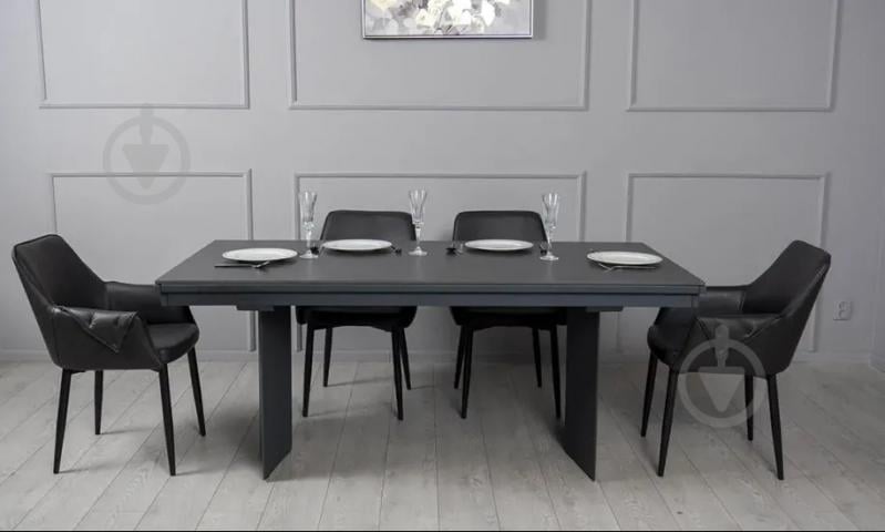 Стол обеденный Prestol Лео 1800(2960)x900x750мм черный/графит - фото 9