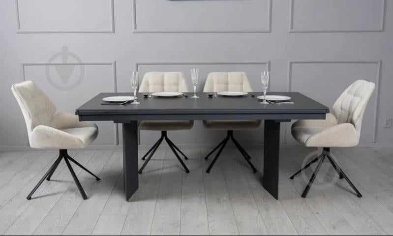 Стол обеденный Prestol Лео 1800(2960)x900x750мм черный/графит - фото 6