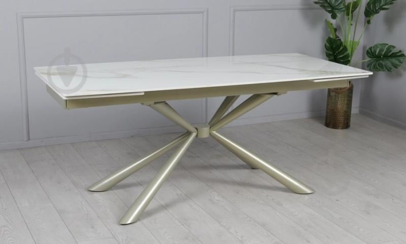 Стол обеденный Prestol Рим 1800(2600)x900x750мм белый/шампань - фото 7
