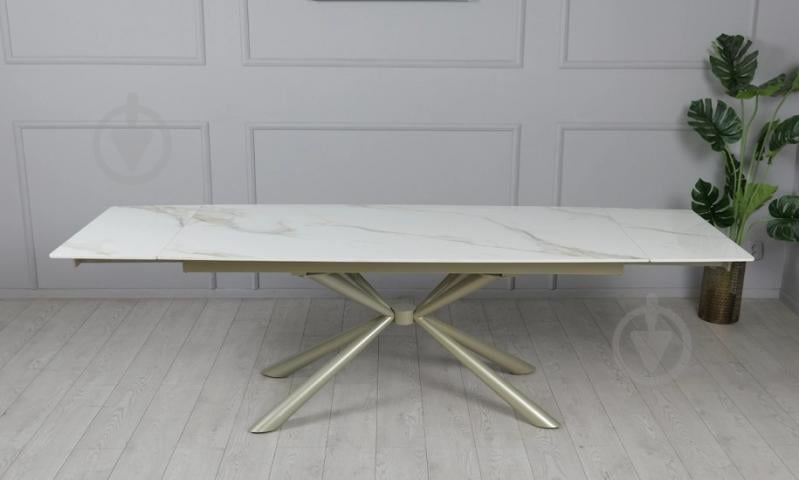 Стол обеденный Prestol Рим 1800(2600)x900x750мм белый/шампань - фото 8