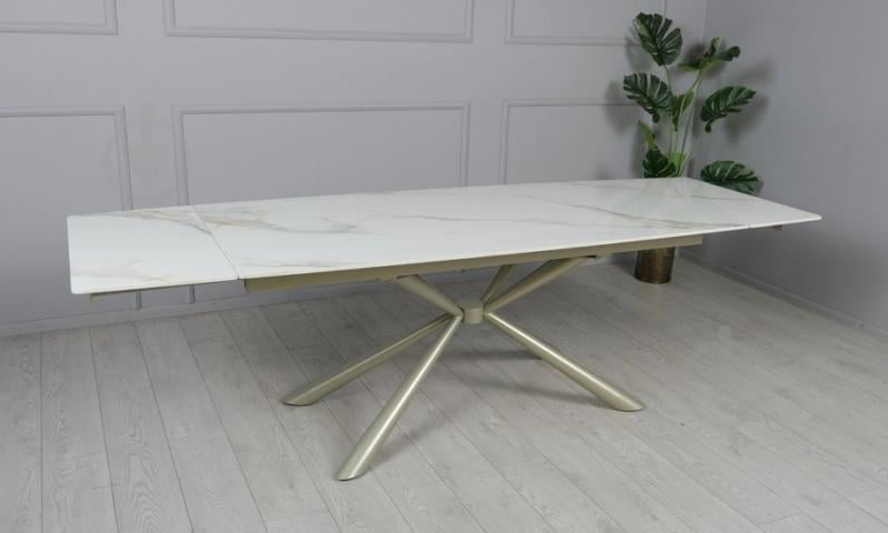 Стол обеденный Prestol Рим 1800(2600)x900x750мм белый/шампань - фото 9