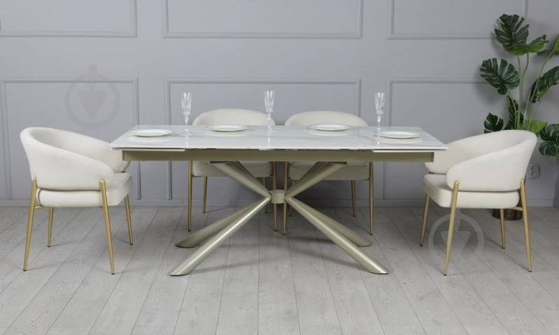 Стол обеденный Prestol Рим 1800(2600)x900x750мм белый/шампань - фото 11