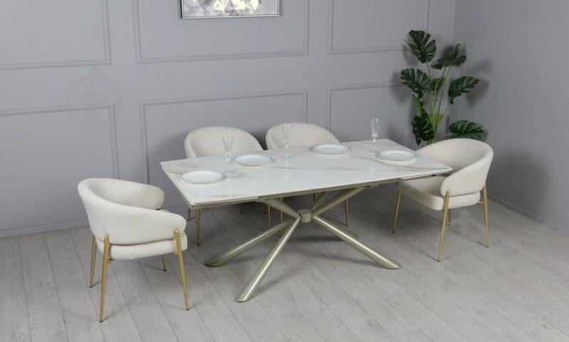 Стол обеденный Prestol Рим 1800(2600)x900x750мм белый/шампань - фото 10