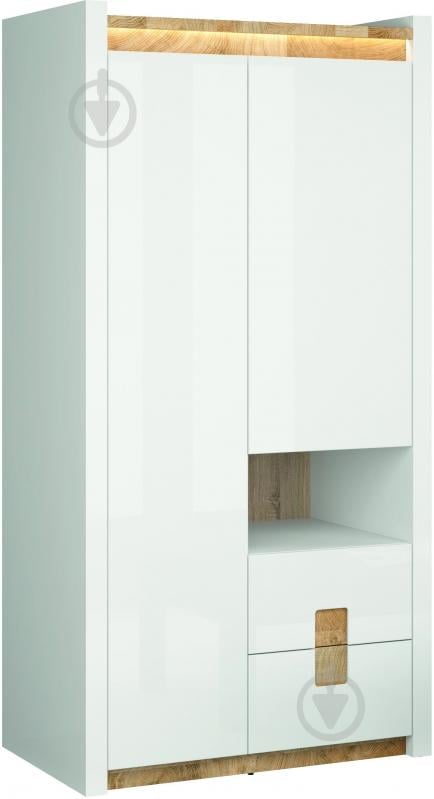 Шкаф BRW Alameda 2010х1020х600 мм белый глянец/ дуб вестминстер (S420-SZF2D2S-BIP/DWM/BIP) - фото 2 Шкаф BRW Alameda 2010х1020х600 мм белый глянец/ дуб вестминстер (S420-SZF2D2S-BIP/DWM/BIP) - фото 2