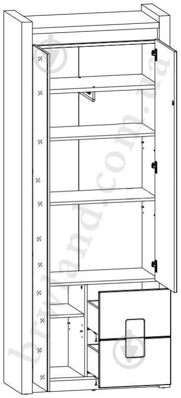 Шафа BRW Alameda 2015х820х370 мм білий глянець/ дуб вестмінстер (S420-REG1D1M2S-BIP/DWM/BIP) - фото 3