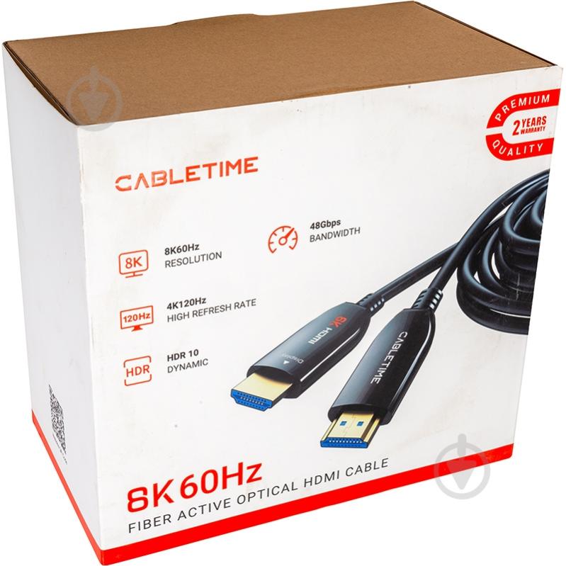 Кабель CableTime HDMI - HDMI, AOC, 8K, 60Hz, 48Gbps, V2.1 1000 м black (CA914555) - фото 3 Кабель CableTime HDMI - HDMI, AOC, 8K, 60Hz, 48Gbps, V2.1 1000 м black (CA914555) - фото 3