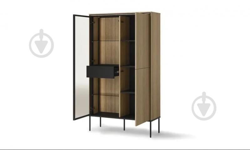 Витрина FRISCO Виссо 3д 1580х910х340 мм черный / дуб - фото 2 Витрина FRISCO Виссо 3д 1580х910х340 мм черный / дуб - фото 2