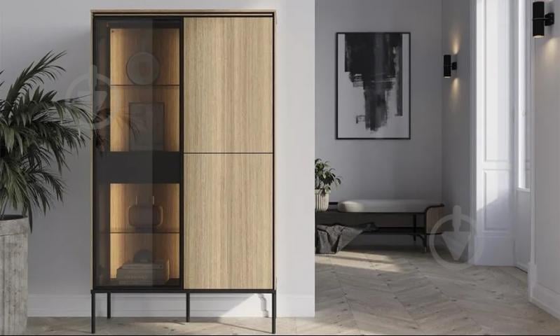 Витрина FRISCO Виссо 3д 1580х910х340 мм черный / дуб - фото 4 Витрина FRISCO Виссо 3д 1580х910х340 мм черный / дуб - фото 4