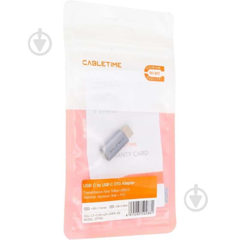 Адаптер CableTime OTG USB 3.0 Type-C (M) - USB Type-C (F) CA913718 grey (CA913718) - фото 3 Адаптер CableTime OTG USB 3.0 Type-C (M) - USB Type-C (F) CA913718 grey (CA913718) - фото 3